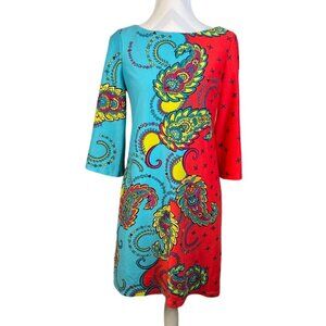 Muse Womens Red & Blue Paisley Dress Size 4